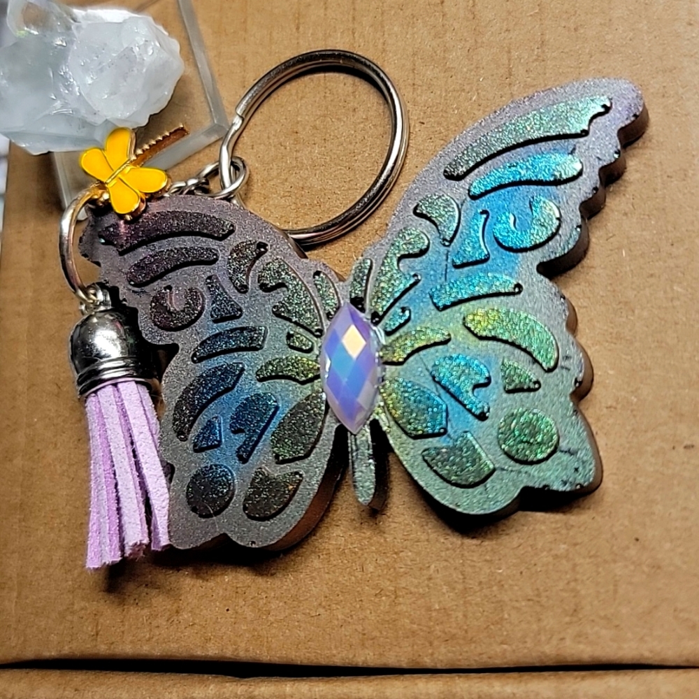 NWOT Butterfly Tassle and Firefly Key Chain/Charm